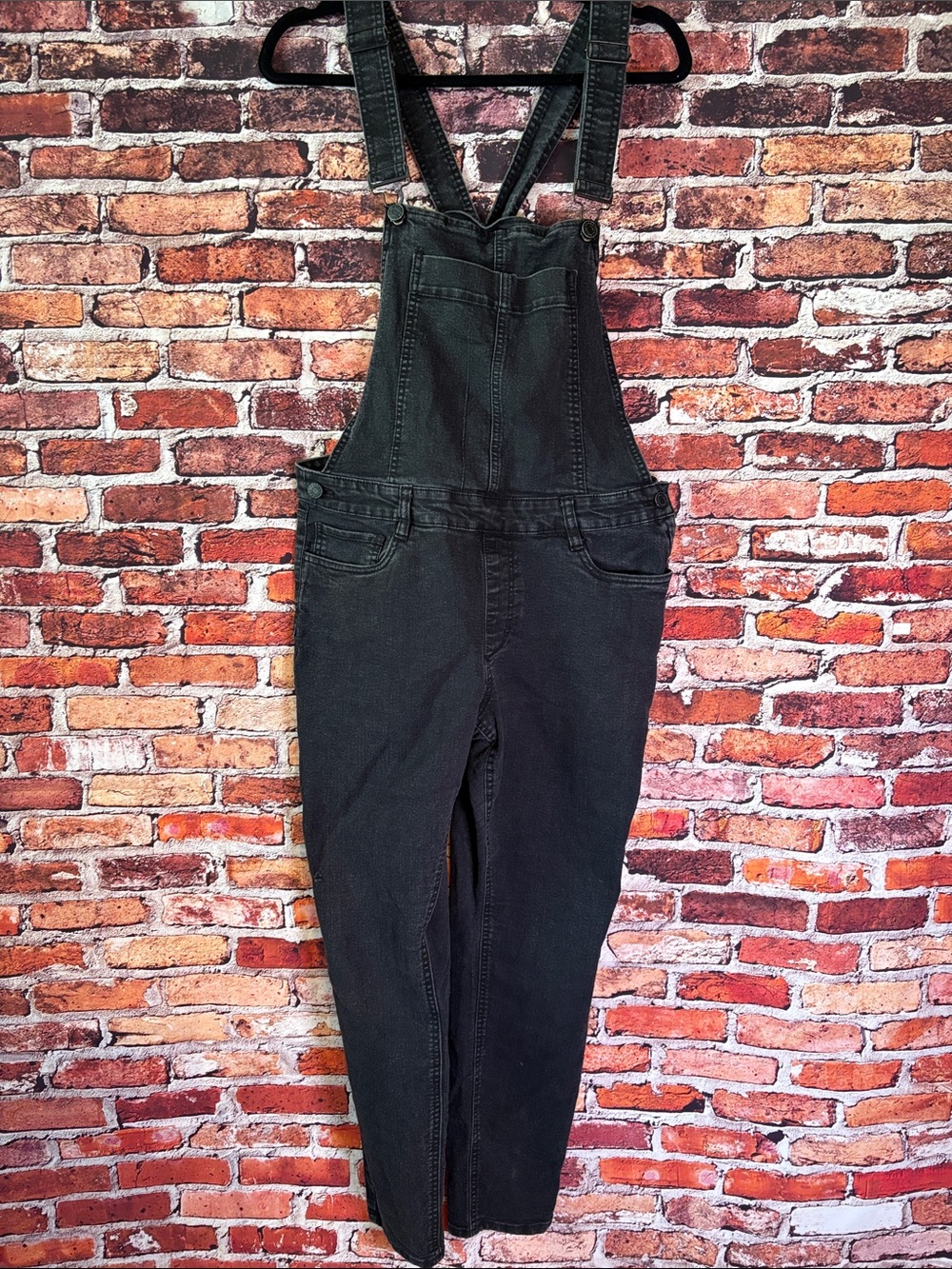 refuge Women's Black Mineral Washed Denim Overalls Size 14